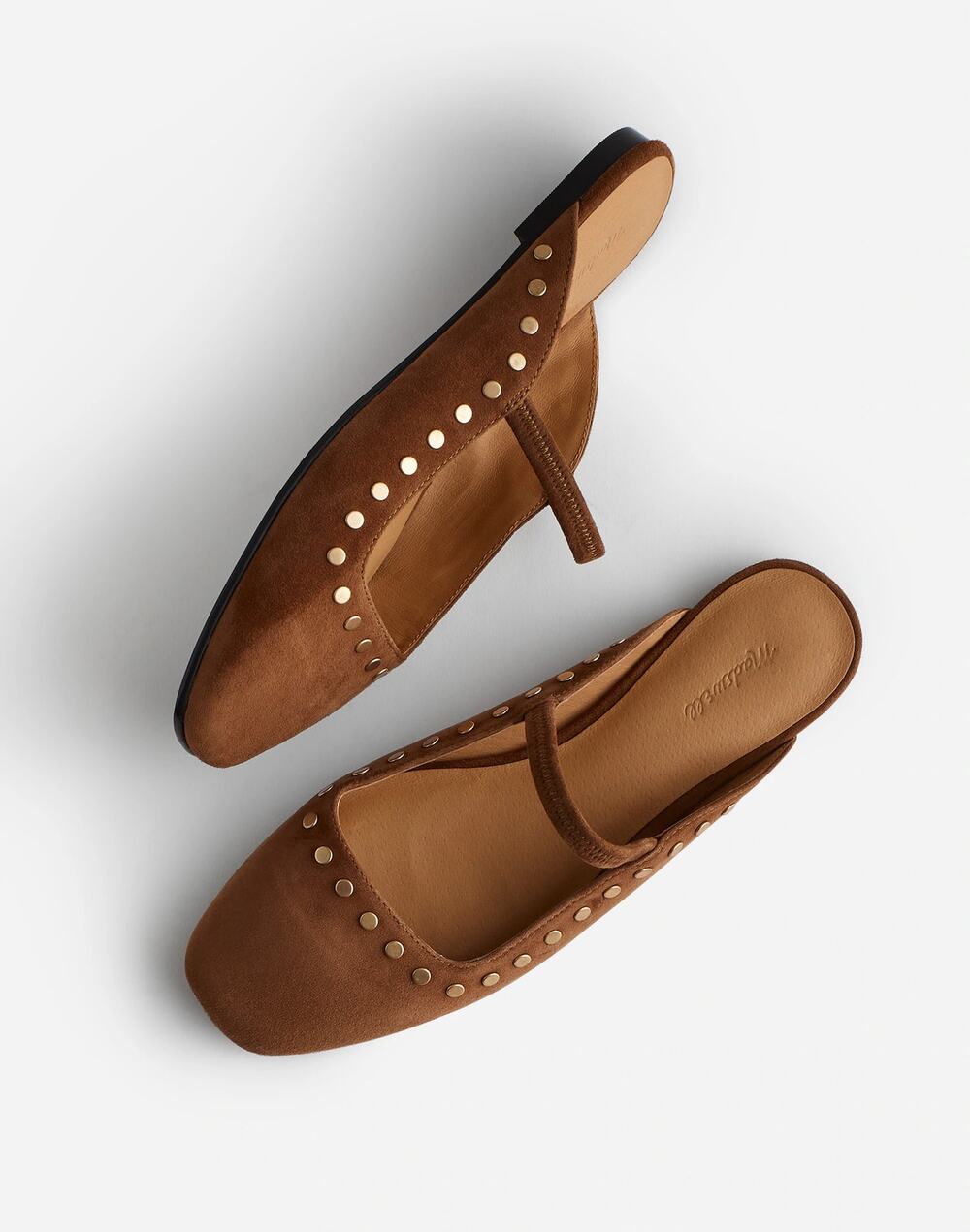 Madewell Greta Ballet Flat Mule Leather Studded Flats in Aged Cognac SZ 9 EUC
